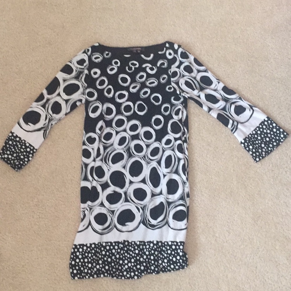 My Michelle black and white circle pattern dress